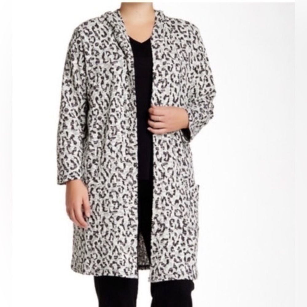 Daniel Rainn Animal Print Hooded Open Jacket